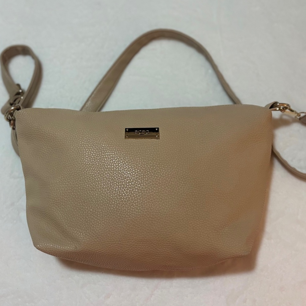 BCBGMAXAZRIA Leather Crossbody - Beige with Gold Hardware